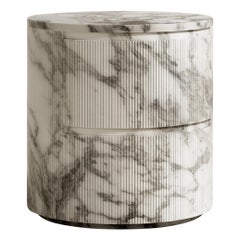 Ashley Bedside Table in Arabescato Marble & Oak by Paloma Editions