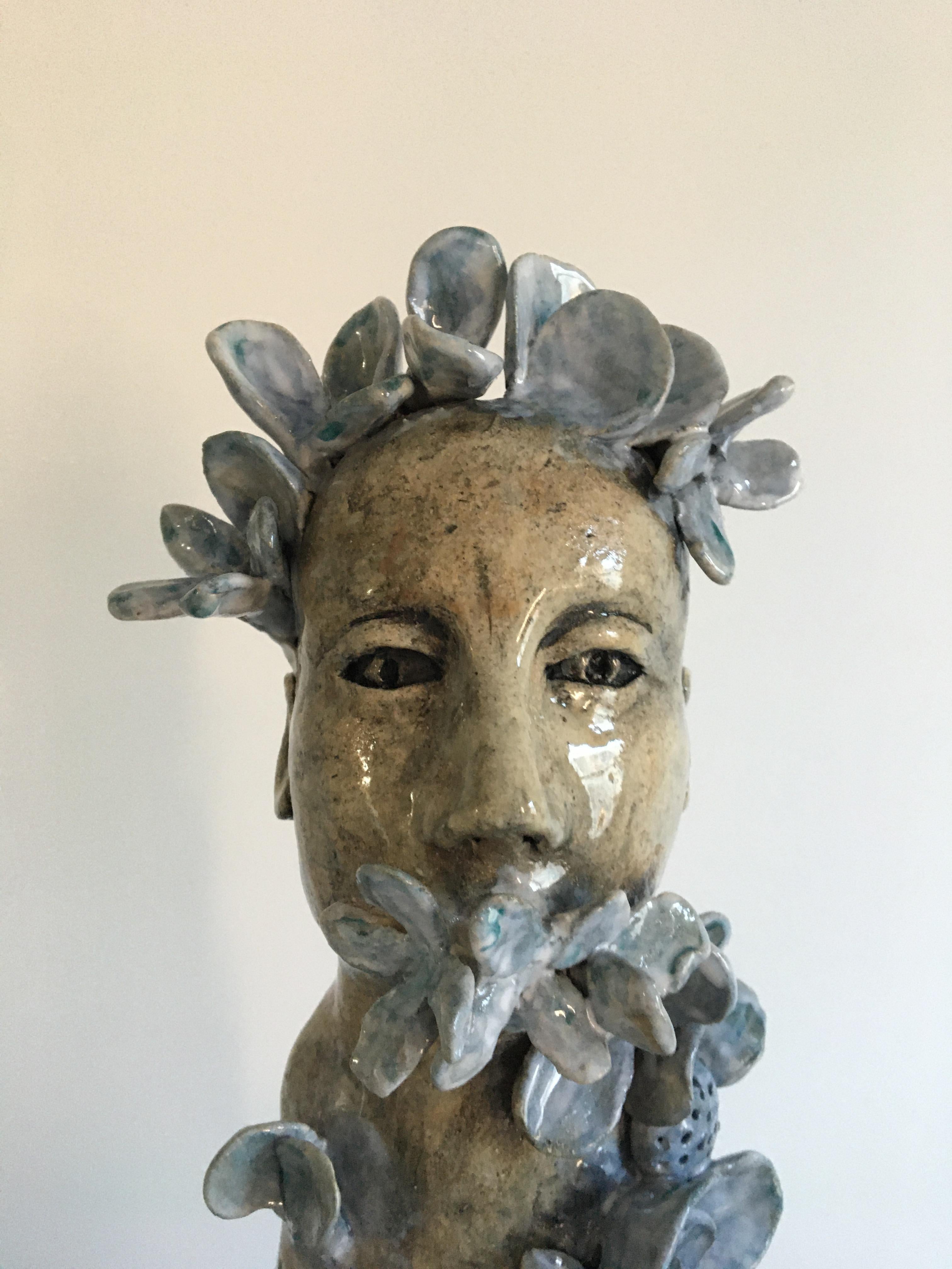 Ceramic figure: 'Let go of expectations and experience the subtle and unbounded' - Brown Figurative Sculpture by Ashley Benton