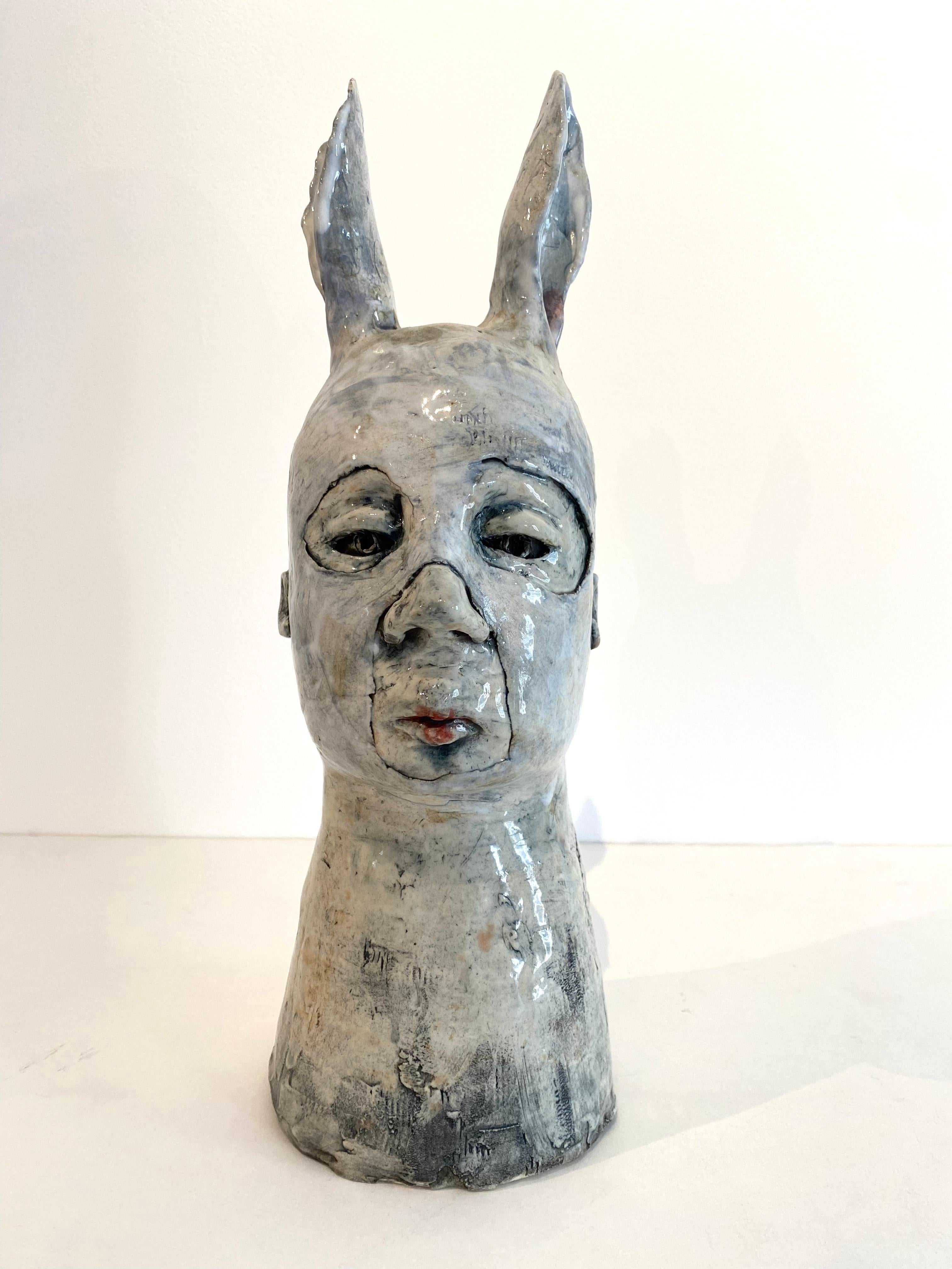 Ashley Benton Figurative Sculpture - Ceramic Sculpture: 'He Is Put There To Show You Where You Aren't Free'