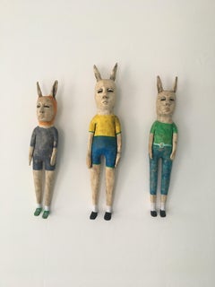 Ceramic wall hanging sculptures: 'Ned & friends'
