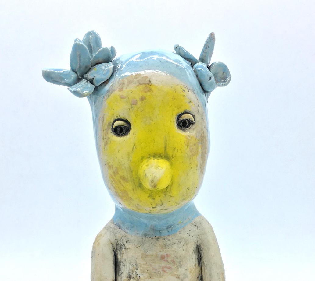 Figurative ceramic sculpture: 'I am a sweet chickedee' - Sculpture by Ashley Benton