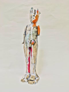 Ceramic Standing Figure Sculpture: 'Standing Relic'