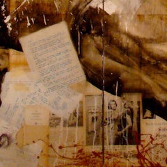 Mist, Beige and Sepia Mixed Media Painting with horse