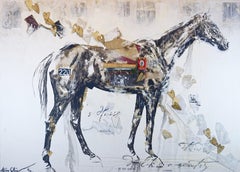 Sundar- framed large scale horse painting in black and white