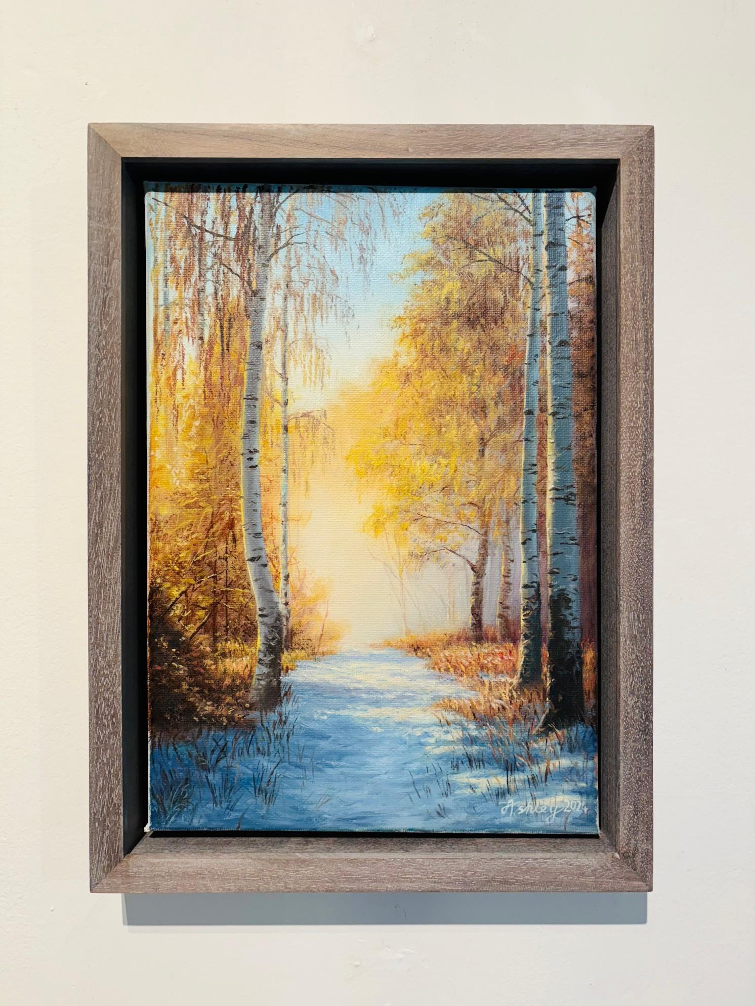 Golden Silver -Original Realismus Landschaft Ölgemälde - Contemporary Artwork