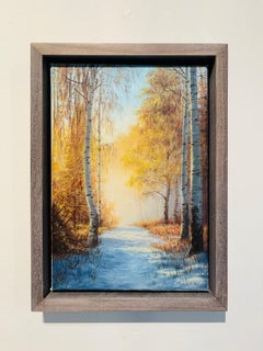 Golden Silver -Original Realismus Landschaft Ölgemälde - Contemporary Artwork