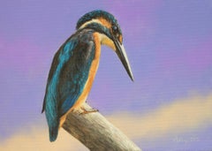 Kingfisher-original réalisme faune oiseaux peinture à l'huile-œuvre d'art-ART contemporain
