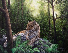 Leopard im Dschungel-originale Realismus Wildtiere Ölgemälde-zeitgenössische Kunst