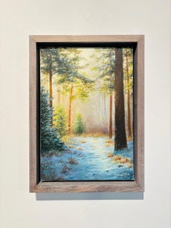 Winter Clearing -Zeitgenössisches Kunstwerk - Original Realismus Landschaft Ölgemälde