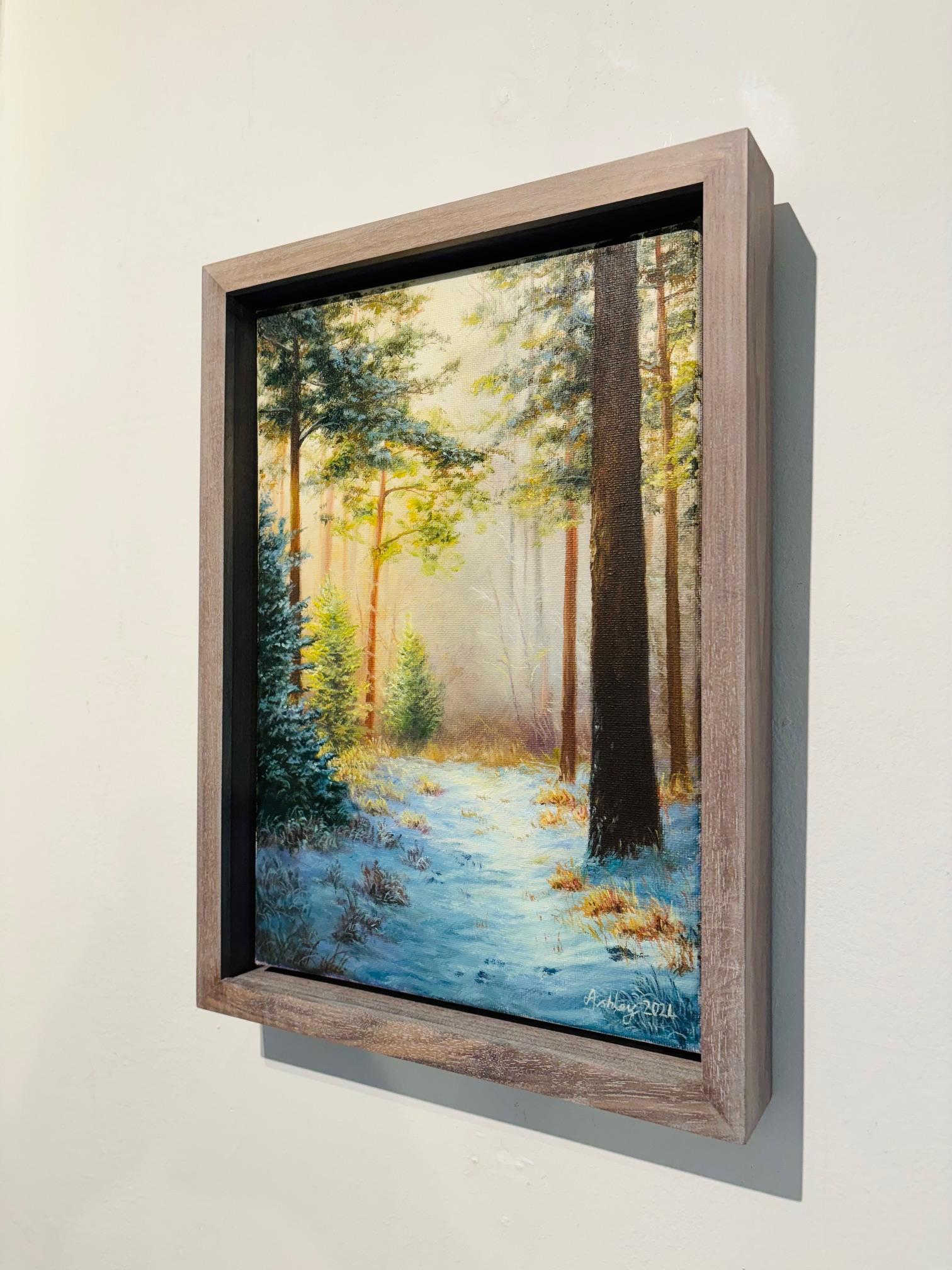 Winter Clearing -contemporary Artwork - original realism landscape oil painting - Brown Landscape Painting by Ashley Davies