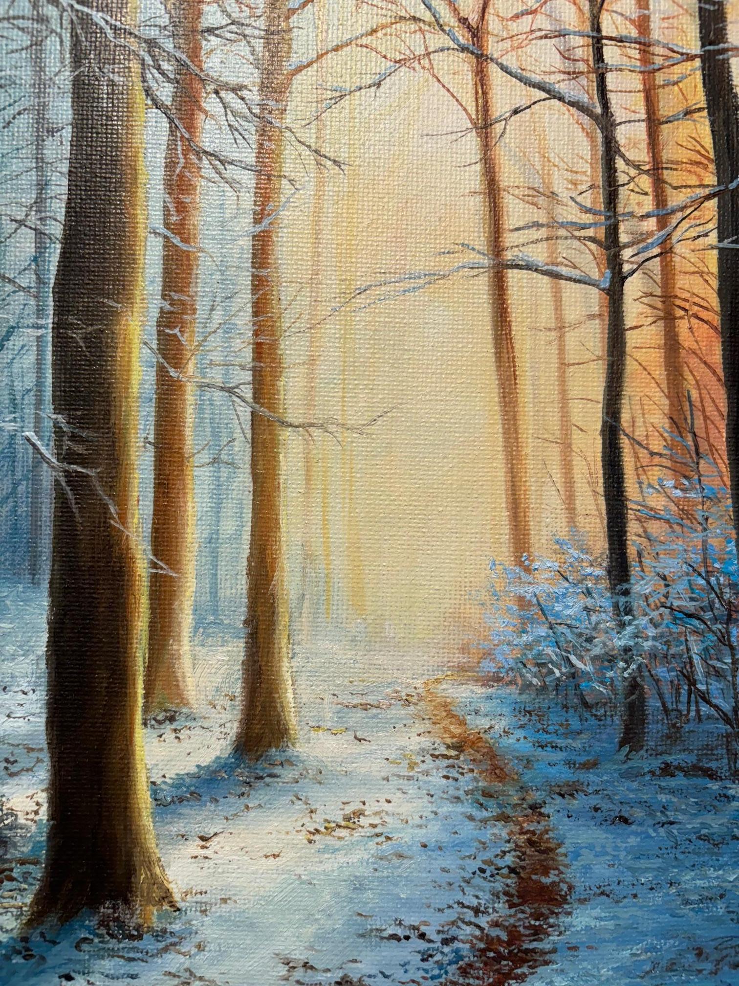  Cette œuvre d'art exceptionnelle est actuellement exposée et disponible à la vente à la Signet Contemporary Art Gallery et en ligne.

Winter Trail d'Ashley Davies est un exemple fascinant de réalisme contemporain, capturant la beauté tranquille