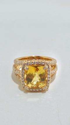 Ashley Morgan 18k Rose Gold, Golden Topaz, and Diamond Ring