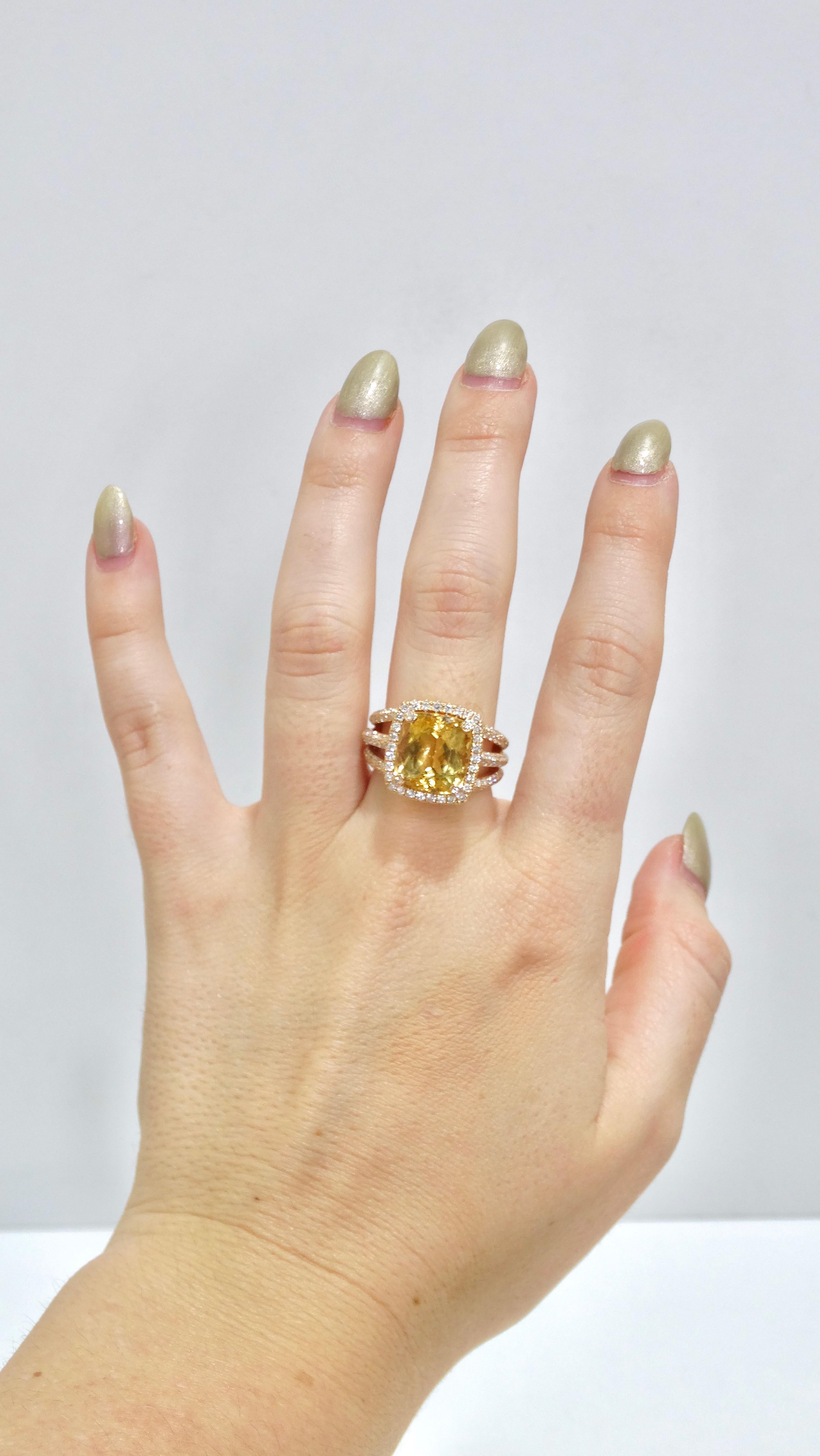 Ashley Morgan 18k Rose Gold, Golden Topaz, and Diamond Ring 2