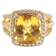 Ashley Morgan 18k Rose Gold, Golden Topaz, and Diamond Ring