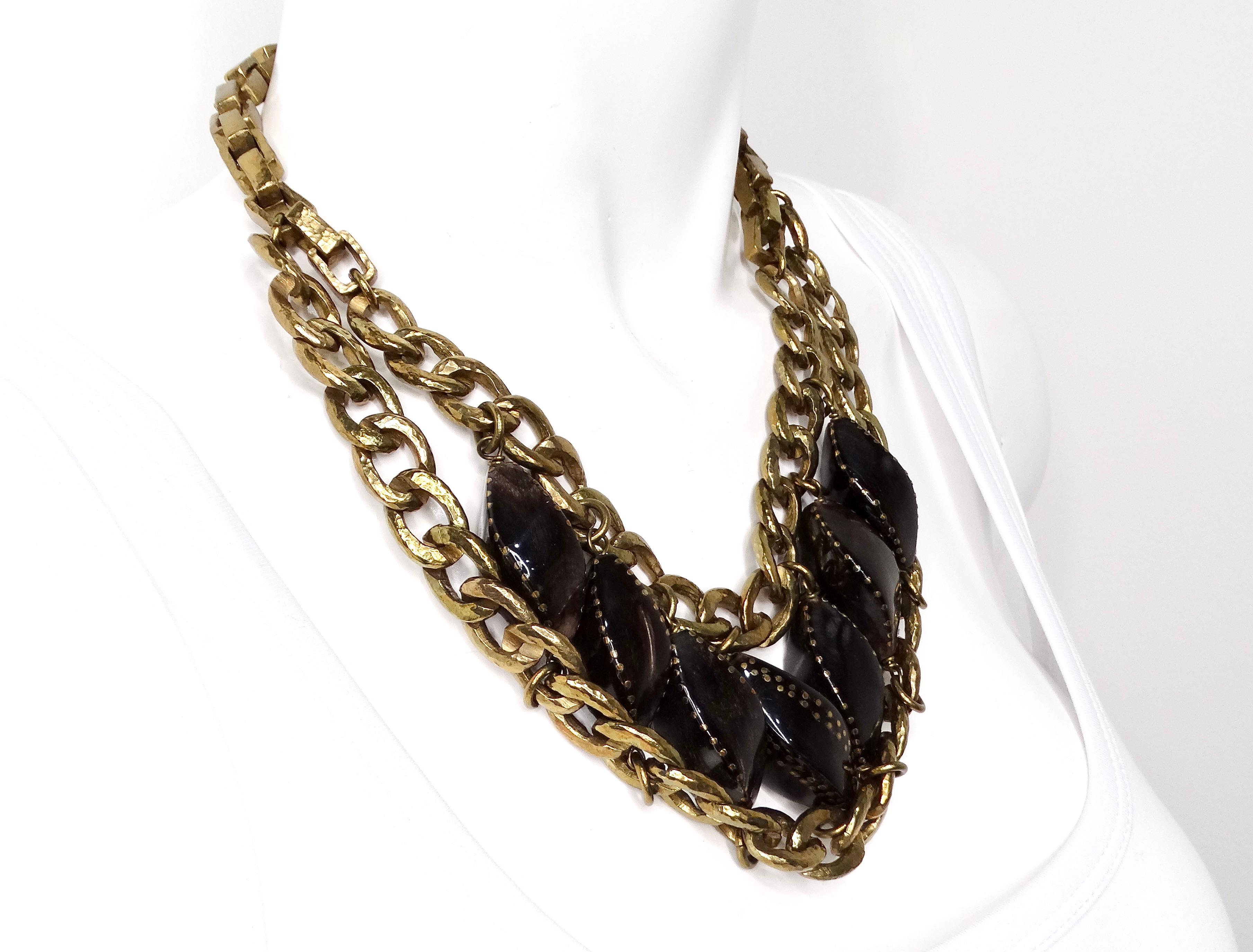 Ashley Pittman - Collier à perles et maillons de chaîne en or Bon état - En vente à Scottsdale, AZ