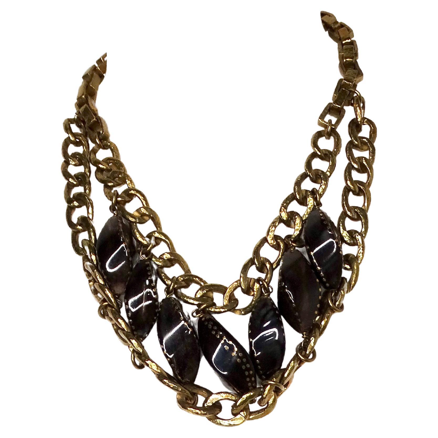 Ashley Pittman - Collier à perles et maillons de chaîne en or en vente