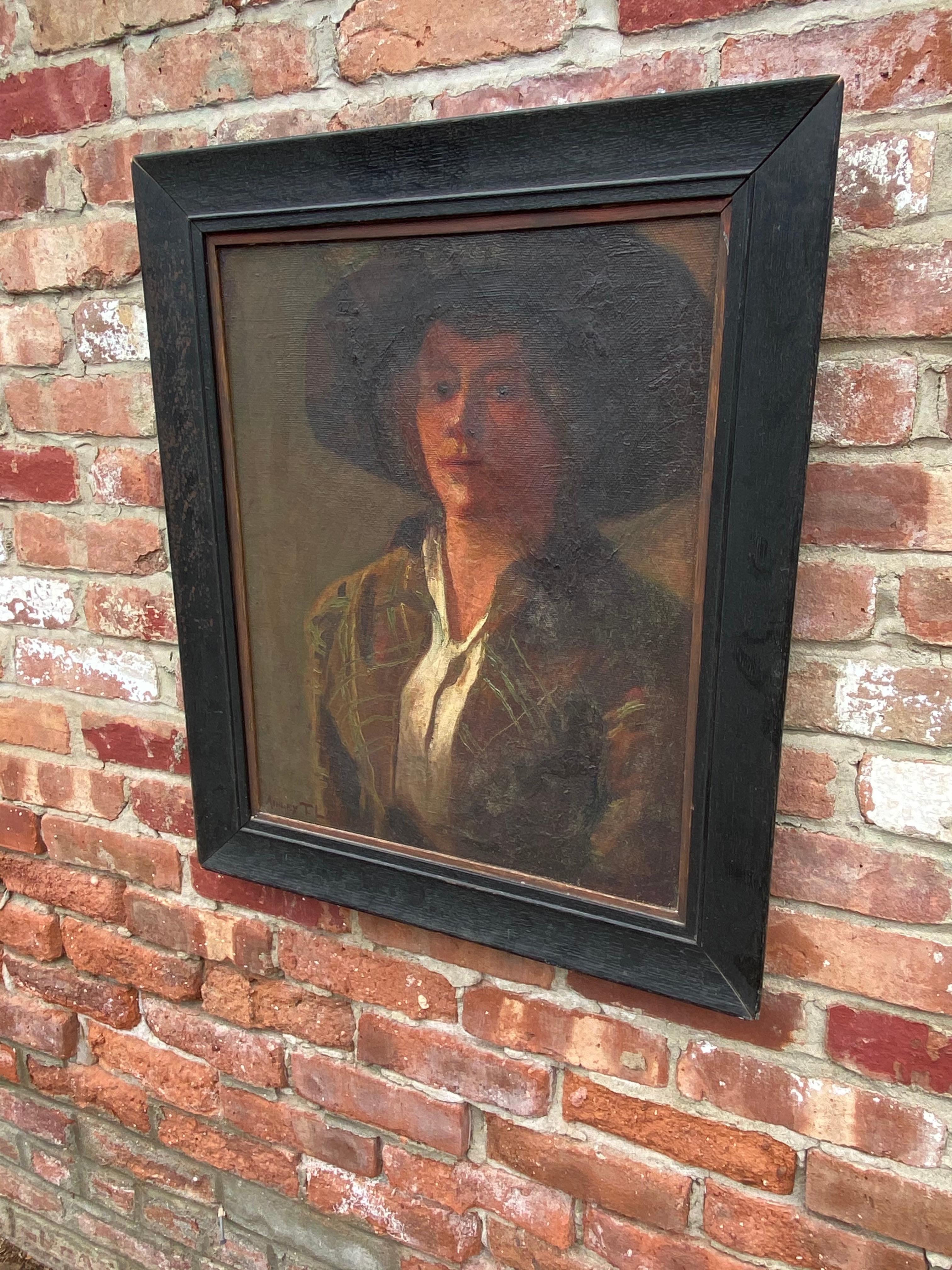 Arts and Crafts Ashley T. Law 1913 Portrait Painting of a Woman