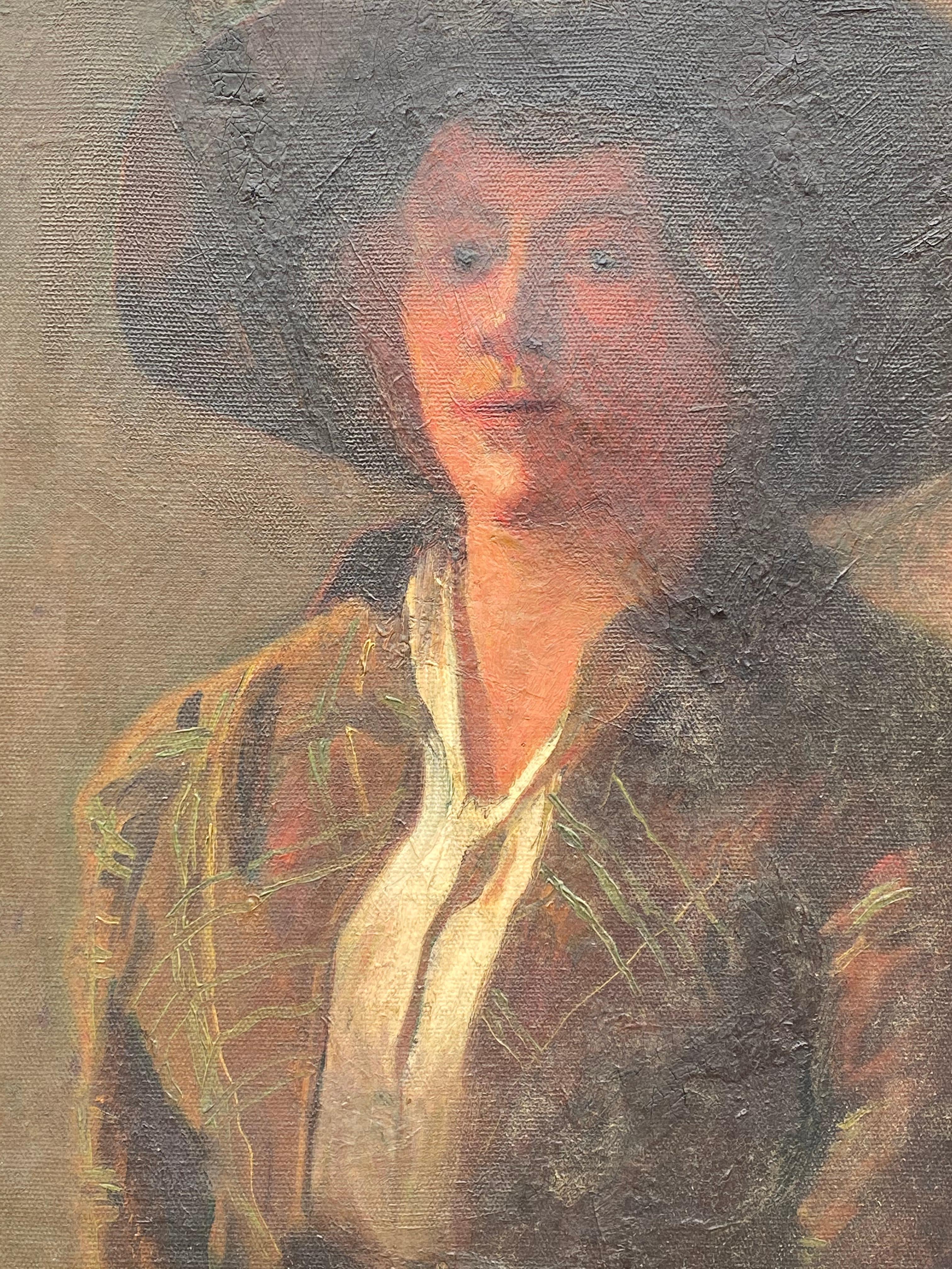 Ashley T. Law 1913 Portrait Painting of a Woman In Good Condition In Garnerville, NY