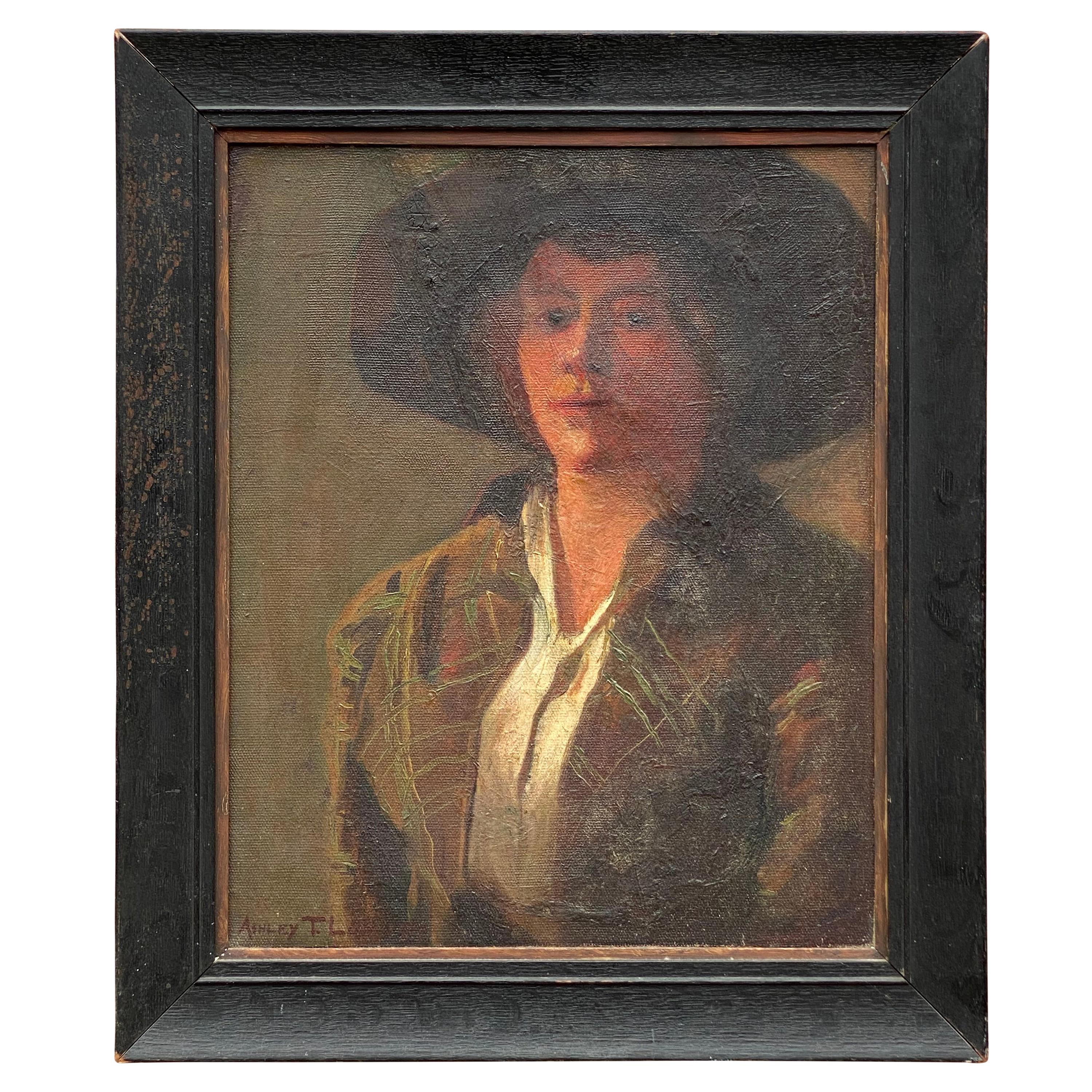 Ashley T. Law 1913 Portrait Painting of a Woman