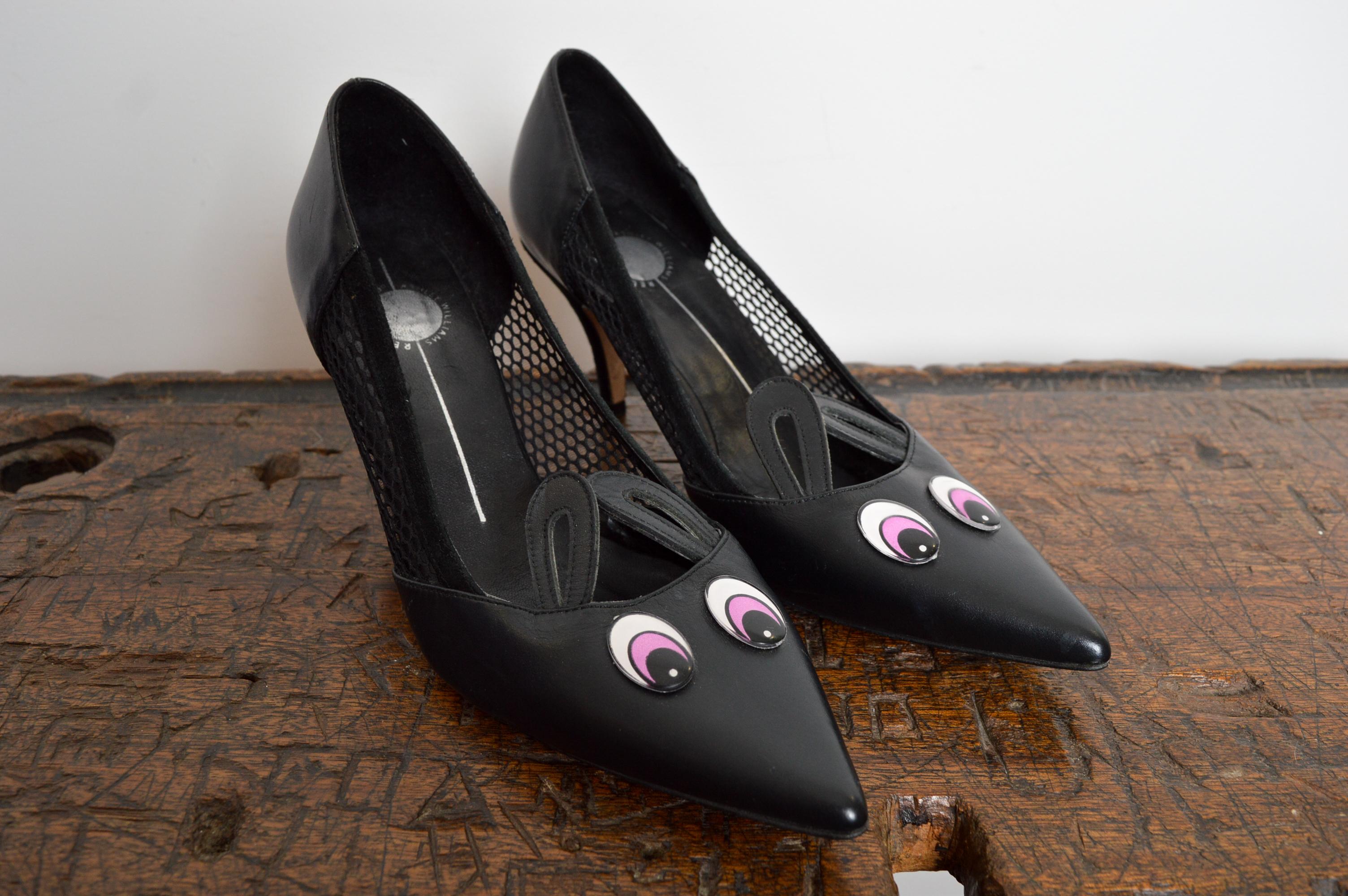 Ashley Williams Red Or Dead Black Mesh Pointed Mouse Face Novelty Court Heels For Sale 8