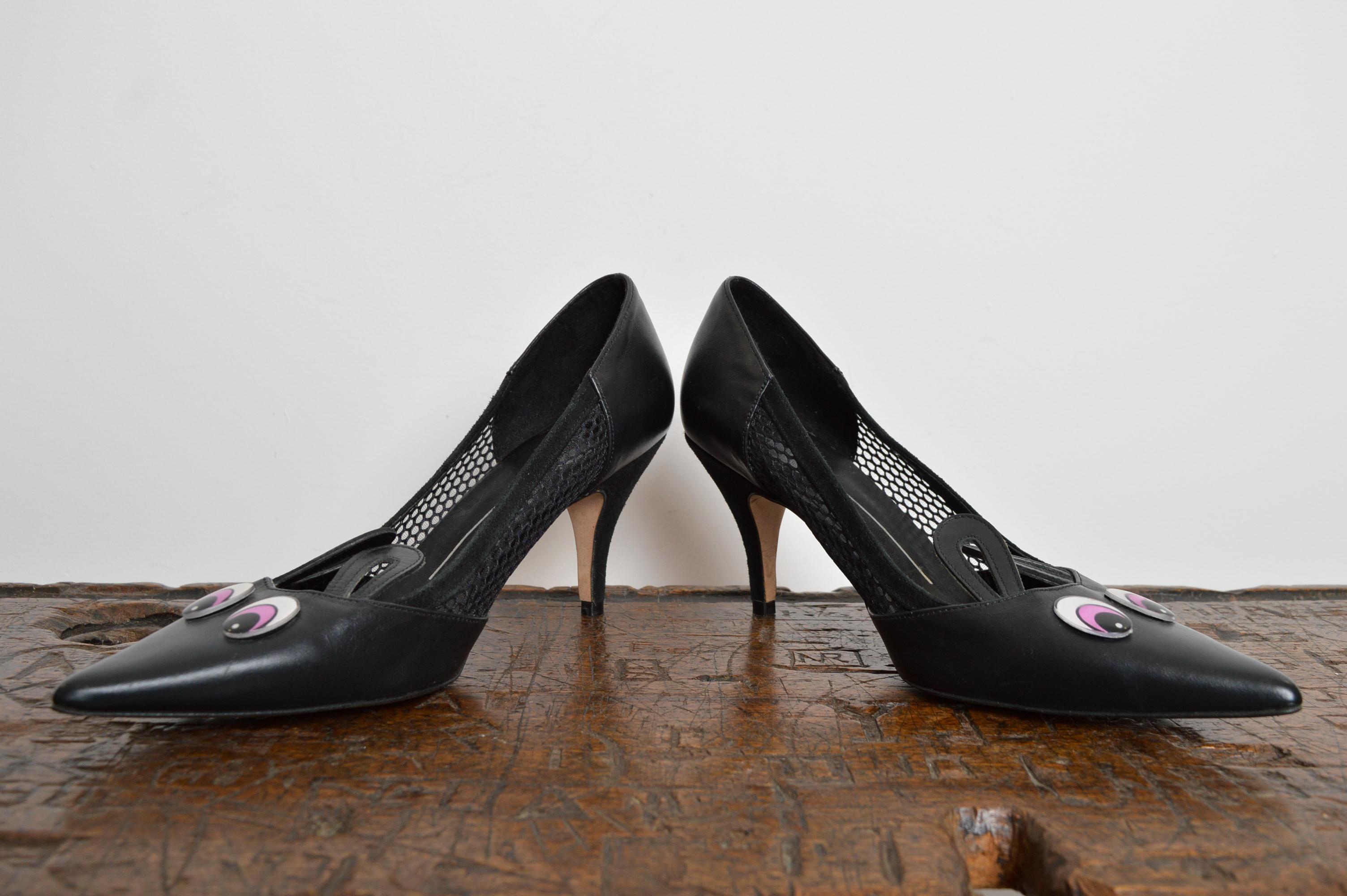 Ashley Williams Red Or Dead Black Mesh Pointed Mouse Face Novelty Court Heels For Sale 9