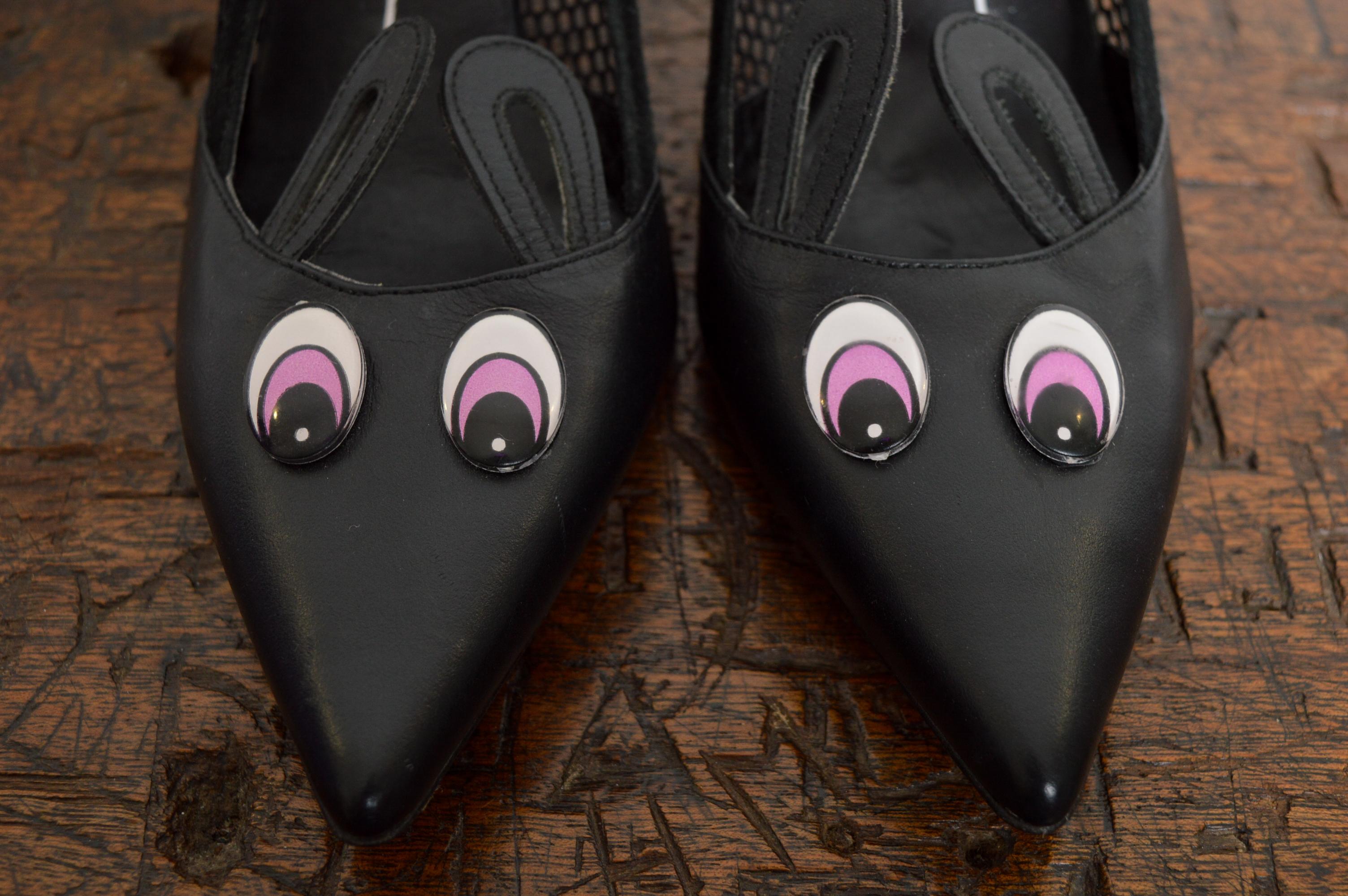 Ashley Williams Red Or Dead Black Mesh Pointed Mouse Face Novelty Court Heels For Sale 3