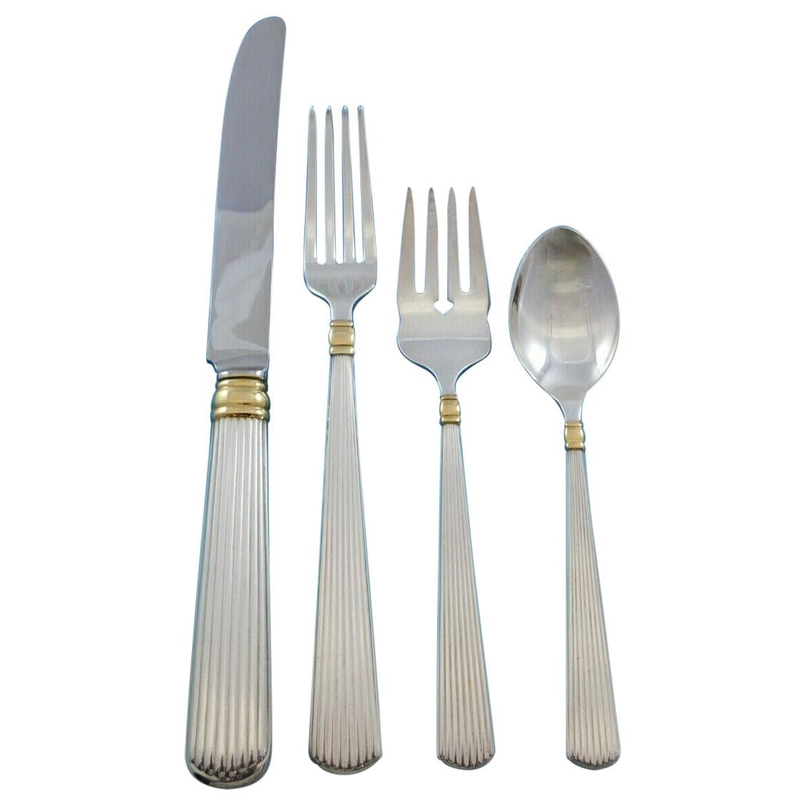 Ashmont Gold by Reed & Barton Sterling Silver Flatware Set for 12 56 Pcs Dinner For Sale