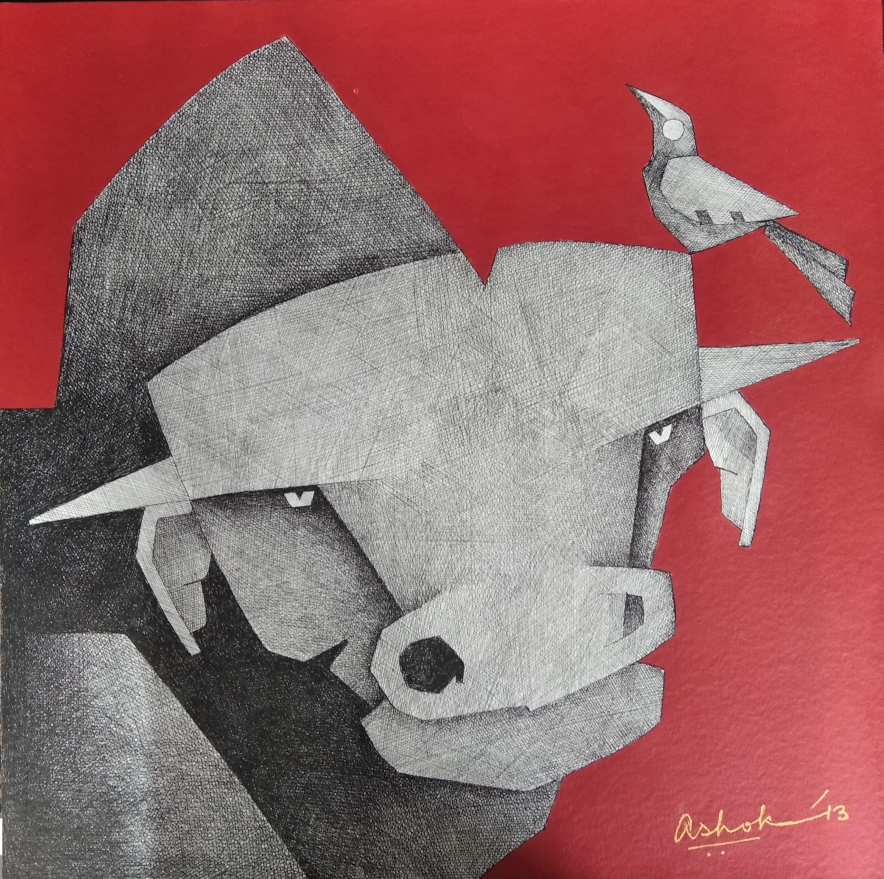 Ashok Bhowmick  Animal Painting – Ohne Titel 
