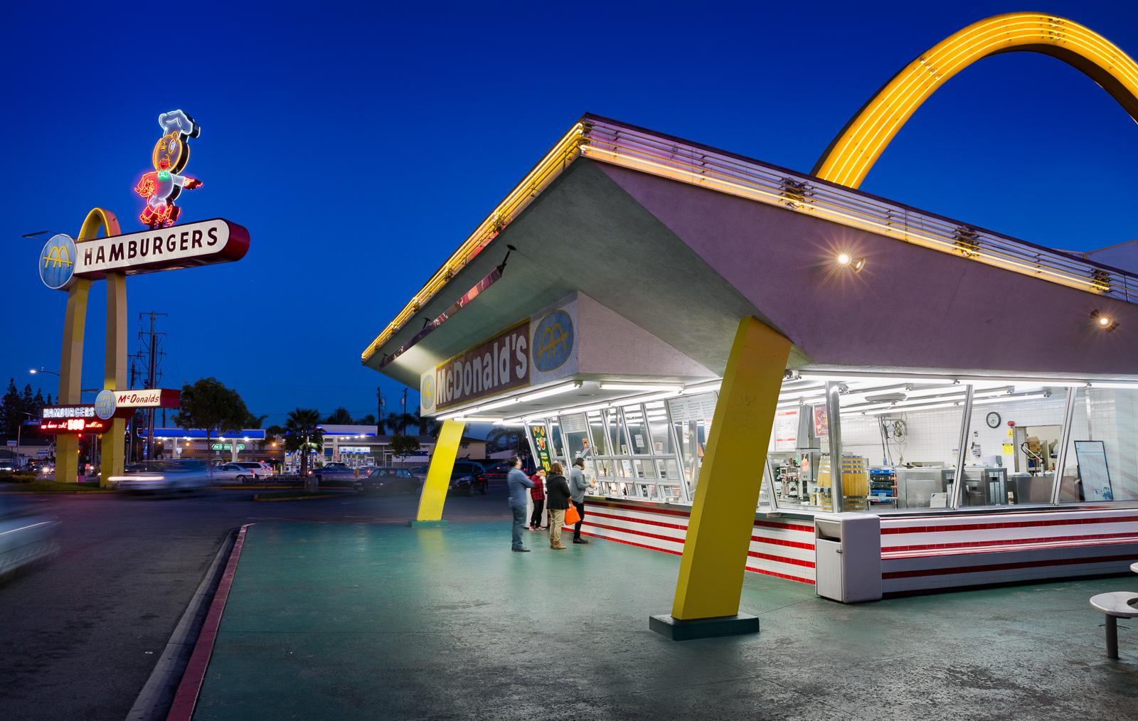 Ashok Sinha Color Photograph - "McDonald’s Downey, Los Angeles" American Landscape Photograph