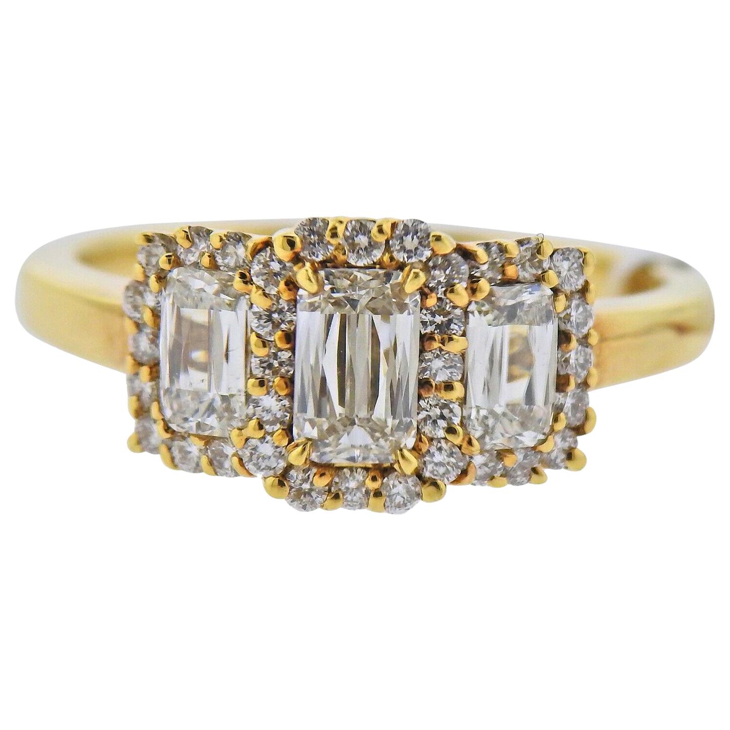 Ashoka Diamond Gold Engagement Ring For Sale