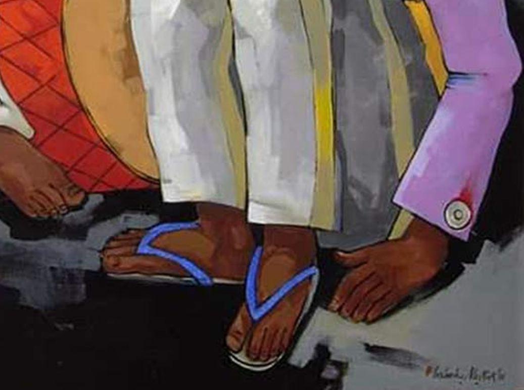 Bandwala, Drowsy, Acrylic on Canvas, Red, Pink by Contemporary Artist 