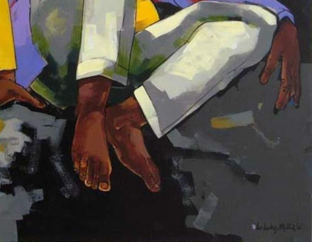 Bandwala, Drowsy, Acrylic on Canvas, Red, Yellow, Contemporary Artist 