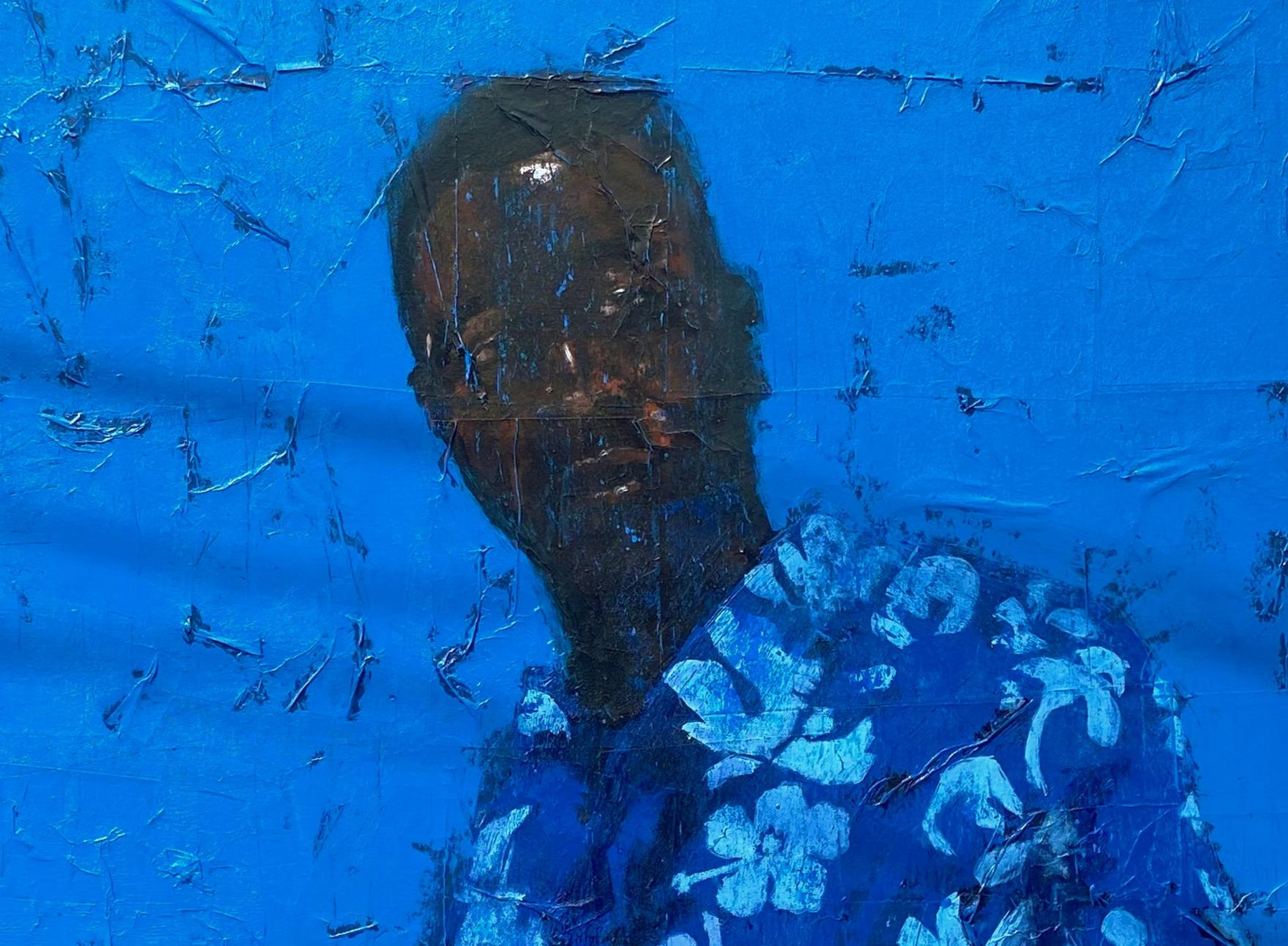 Blue is Cool, Negro Are Cool - Painting by Ashola'sa Daniel