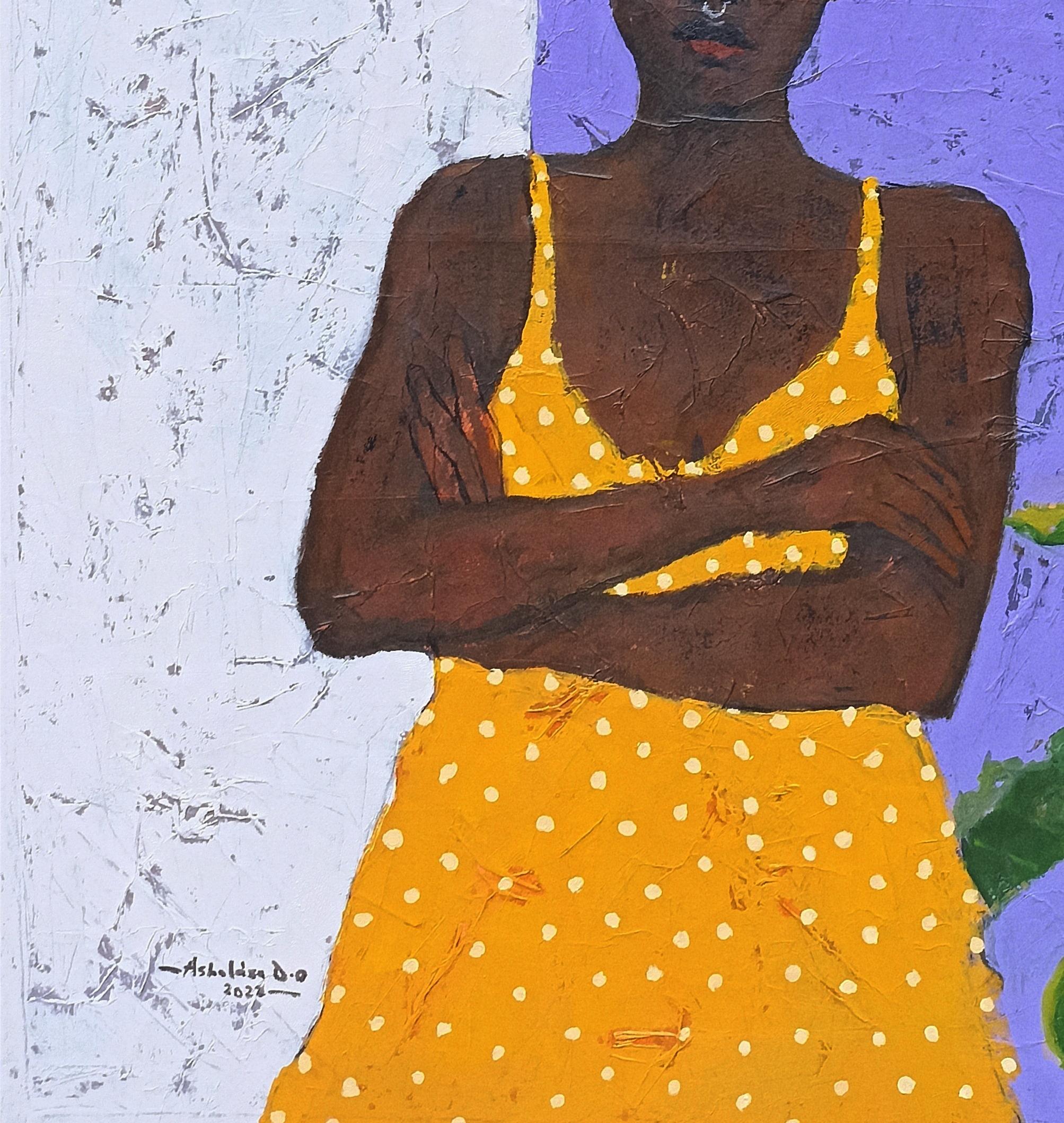Resilience - Purple Portrait Painting by Ashola'sa Daniel