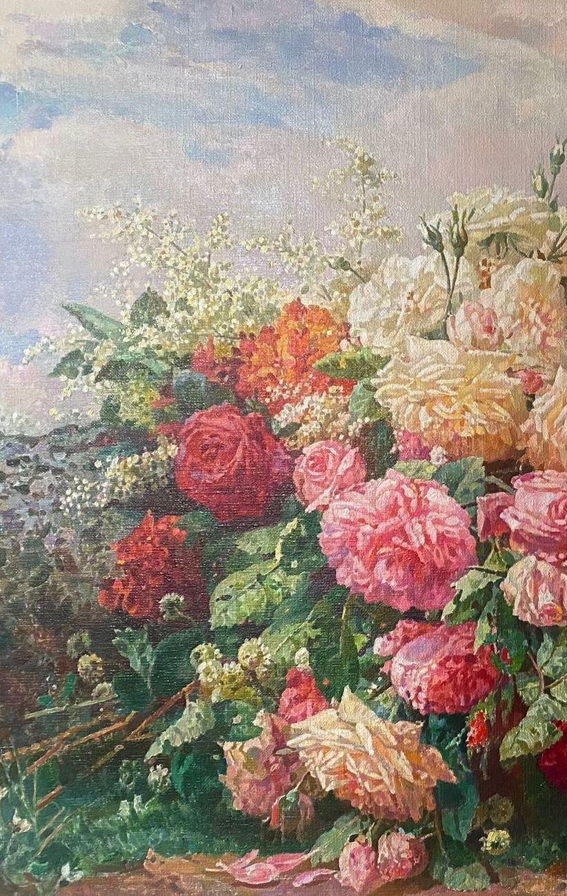 Artist: Ashot Muradyan
Work: Original Painting, Handmade Artwork, One of a Kind 
Medium: Oil on Linen
Year: 2024
Style: Classic Art, 
Subject: Bouquet of Roses,
Size: 24.5