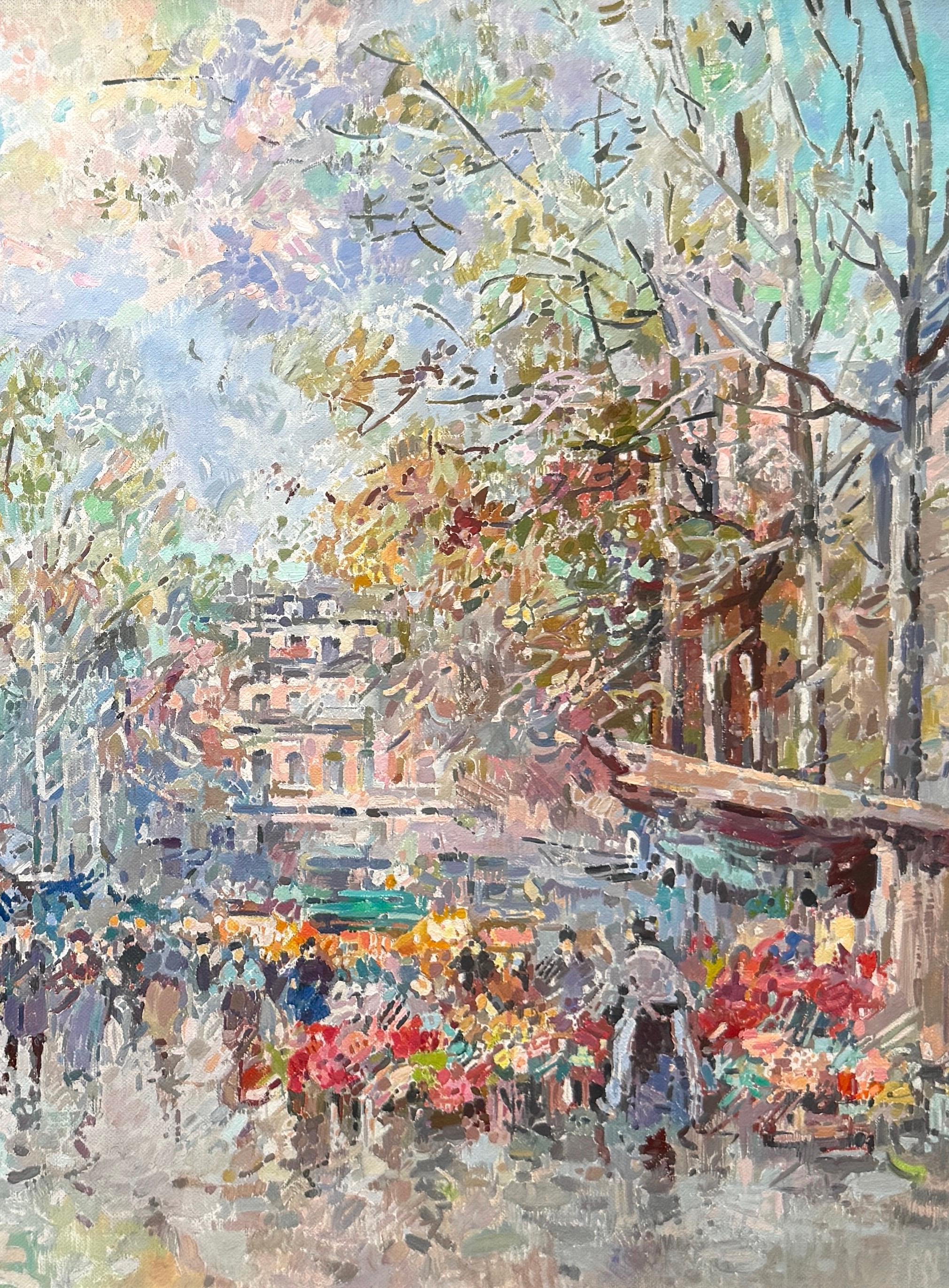 Cityscape, Original Oil Painting, Handmade Artwork, One of a Kind - Gray Landscape Painting by Ashot Muradyan