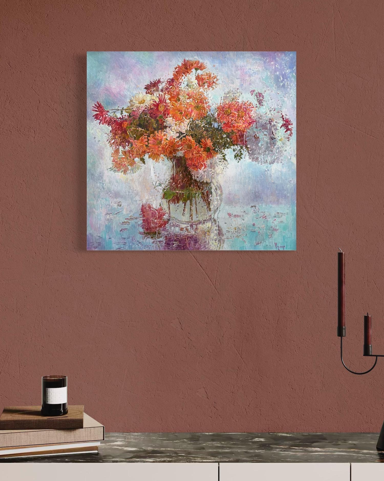 Daisies Still Life Impressionism Original Oil Painting Handmade Artwork For Sale 1
