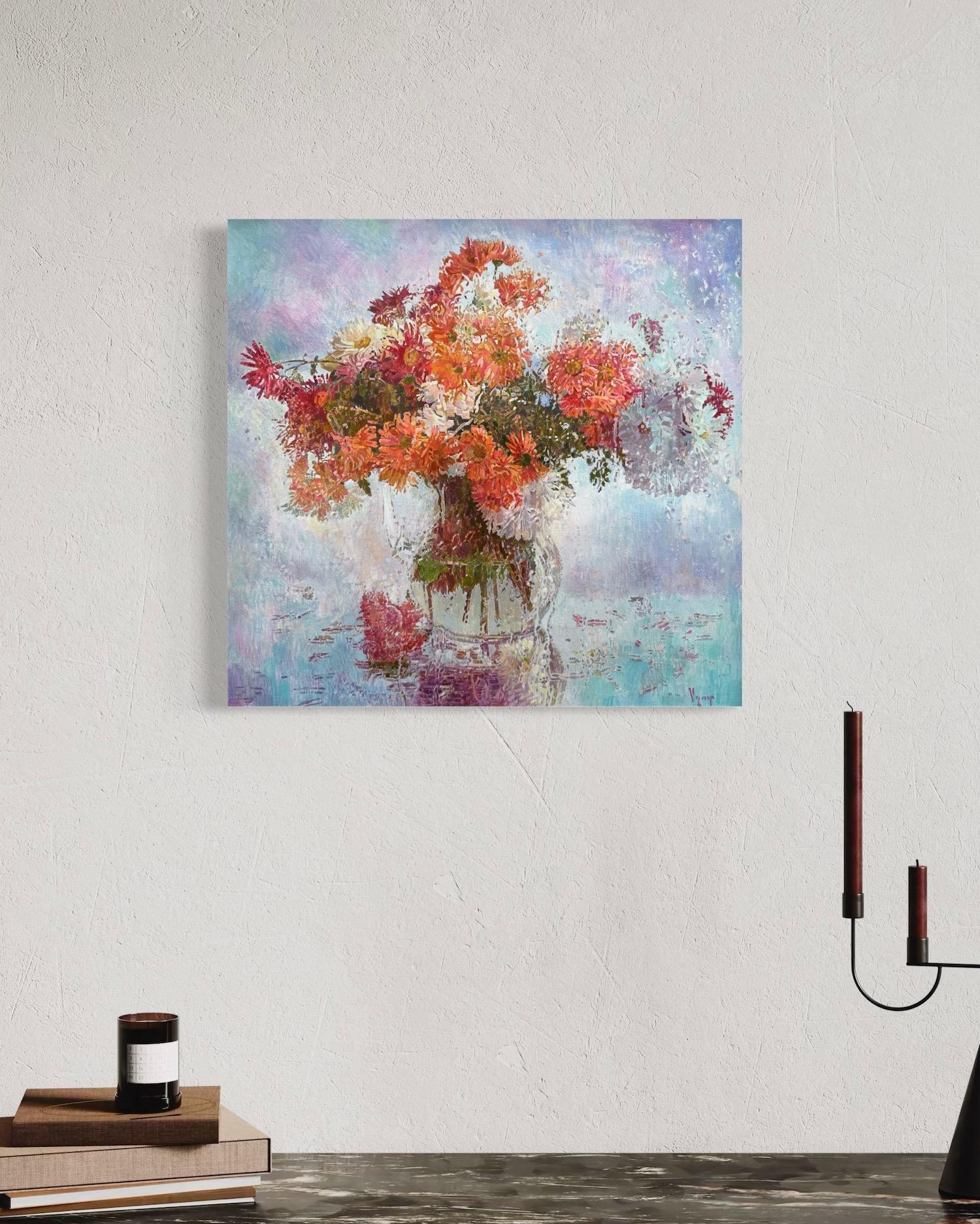 Daisies Still Life Impressionism Original Oil Painting Handmade Artwork For Sale 2