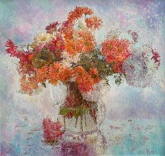 Daisies Still Life Impressionism Original Oil Painting Handmade Artwork