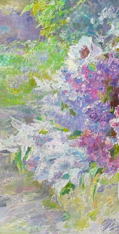 Garden Lilacs, Flowers, Original Oil Painting, Handmade Artwork, One of a Kind