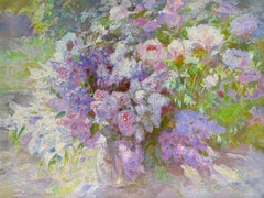 Garden Lilacs, Original Oil Painting, Handmade Artwork, One of a Kind