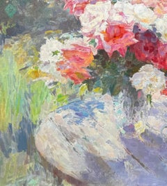 Garden Roses, Flowers, Original Oil Painting, Handmade Artwork, One of a Kind