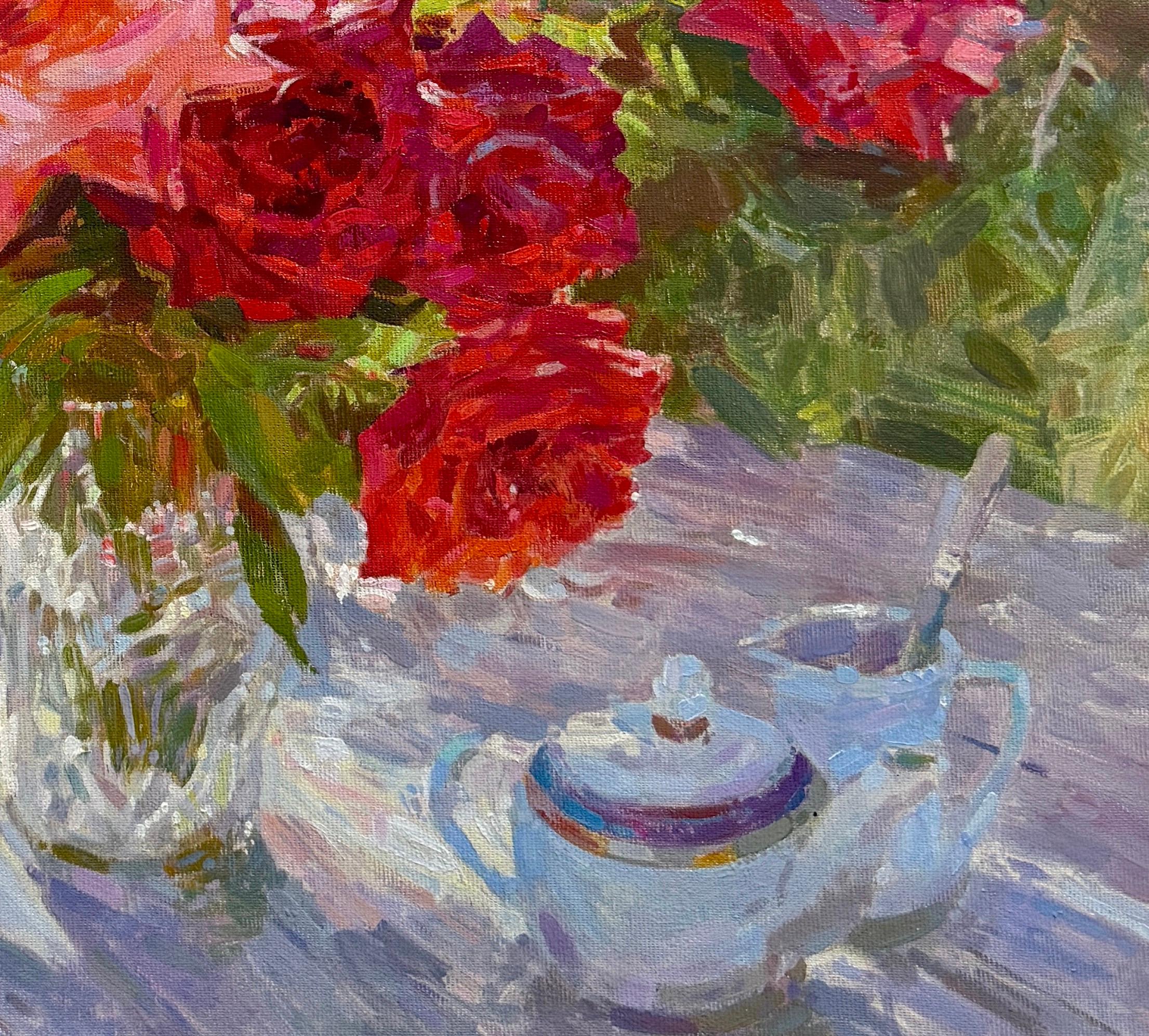 Artist: Ashot Muradyan
Work: Original Painting, Handmade Artwork, One of a Kind 
Medium: Oil on Linen
Year: 2024
Style: Impressionism, 
Subject: Garden Roses,
Size: 19