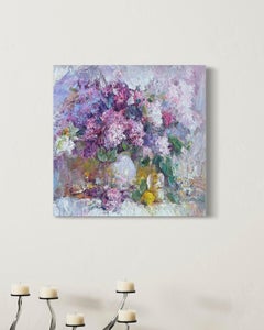 Lilacs Still Life Impressionism Oil Painting Handmade Artwork One of a Kind
