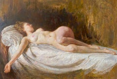 Femme nue, peinture à l'huile originale, œuvre d'art faite à la main, unique en son genre