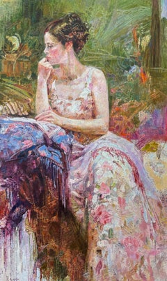 Rest, portrait de femmes, peinture à l'huile originale, œuvre d'art faite à la main, unique en son genre