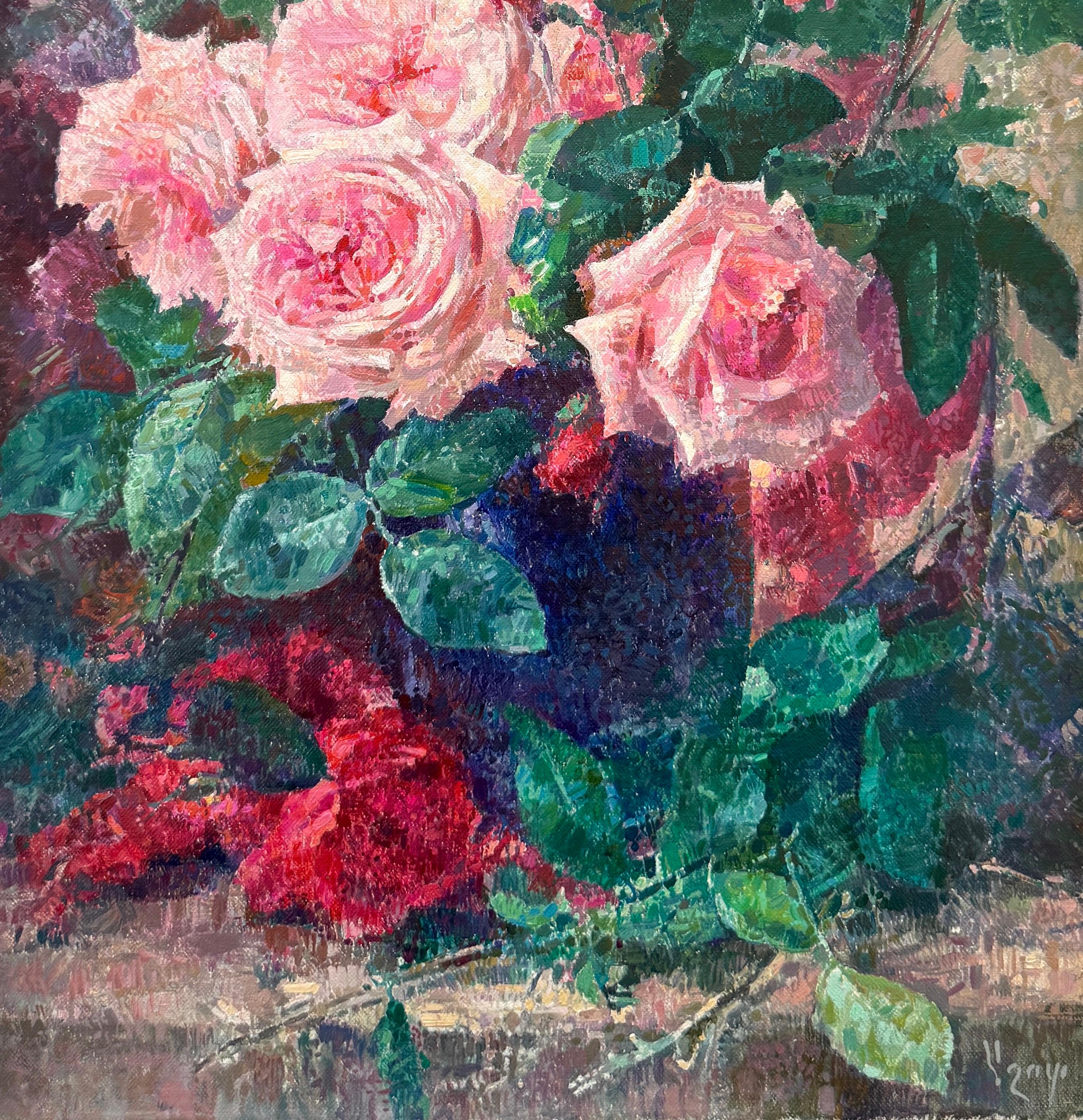 Artist: Ashot Muradyan
Work: Original Painting, Handmade Artwork, One of a Kind 
Medium: Oil on Linen
Year: 2024
Style: Impressionism, 
Subject: Roses,
Size: 24