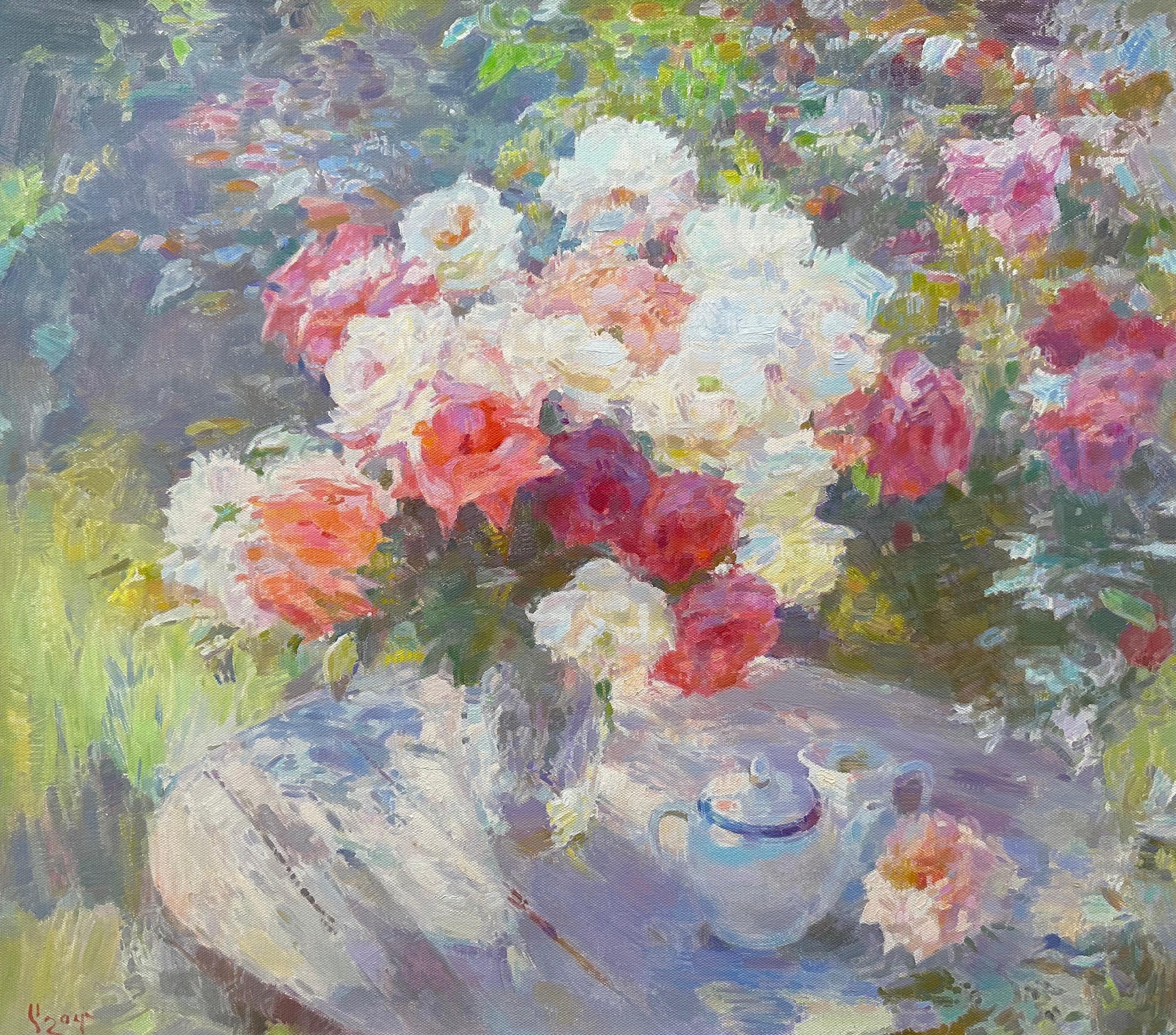 Ashot Muradyan Still-Life Painting – Roses, Original Ölgemälde, handgefertigtes Kunstwerk, Unikat