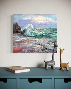 Seashore, Coastal Impressionism Oil Painting, Handmade Artwork, One of a Kind