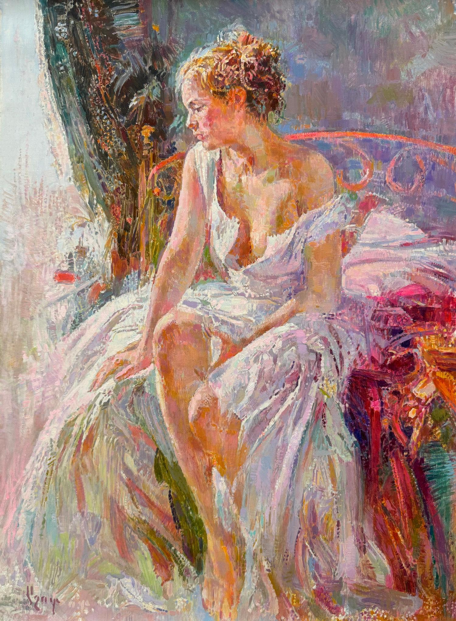 Silent Muse Figurative Impressionism Oil Painting Handmade Artwork One of a Kind